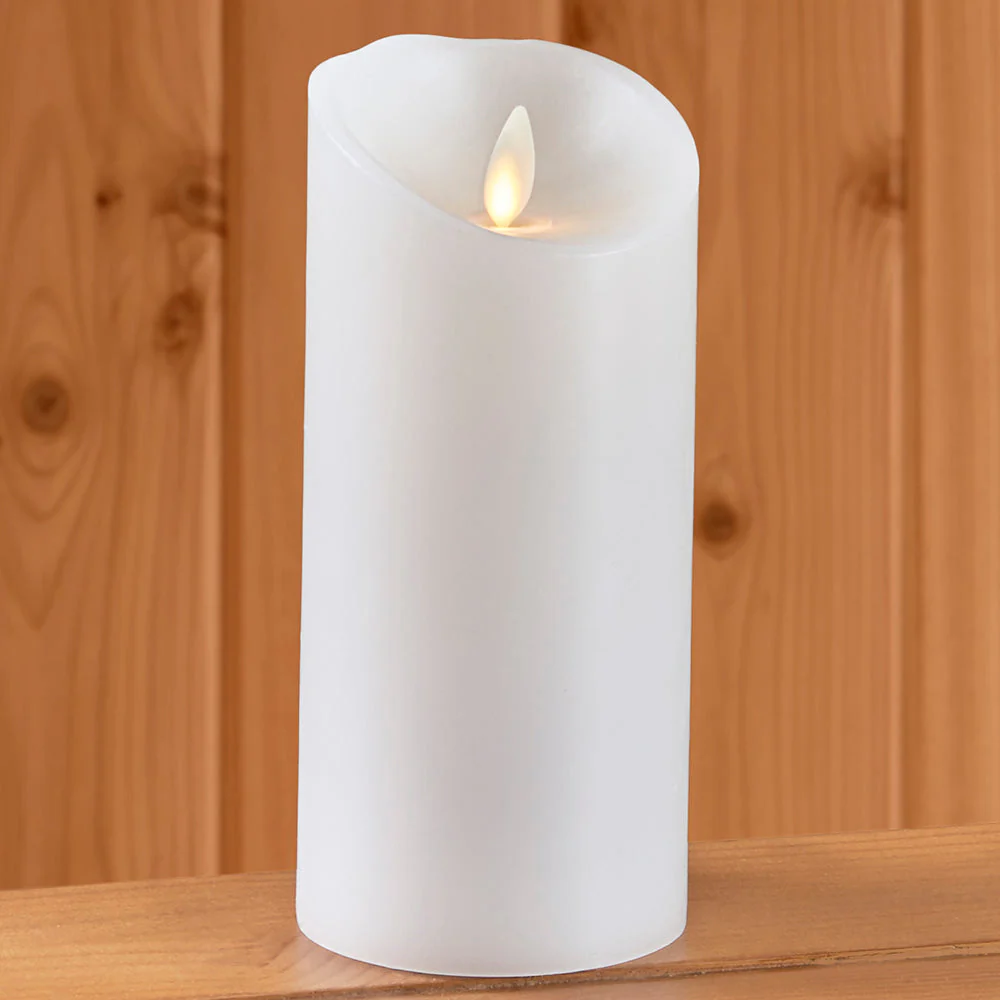 Luminara Unscented Flameless Pillar Candle, White - Image 3