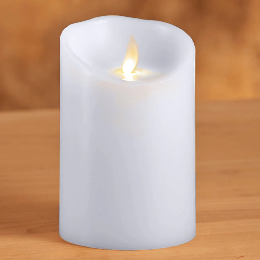 Luminara Unscented Flameless Pillar Candle, White - Image 5