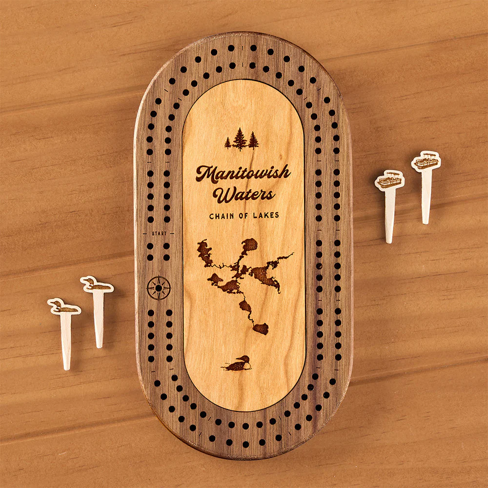 Manitowish Waters Mini Cribbage Board, Chain of Lakes - Image 3