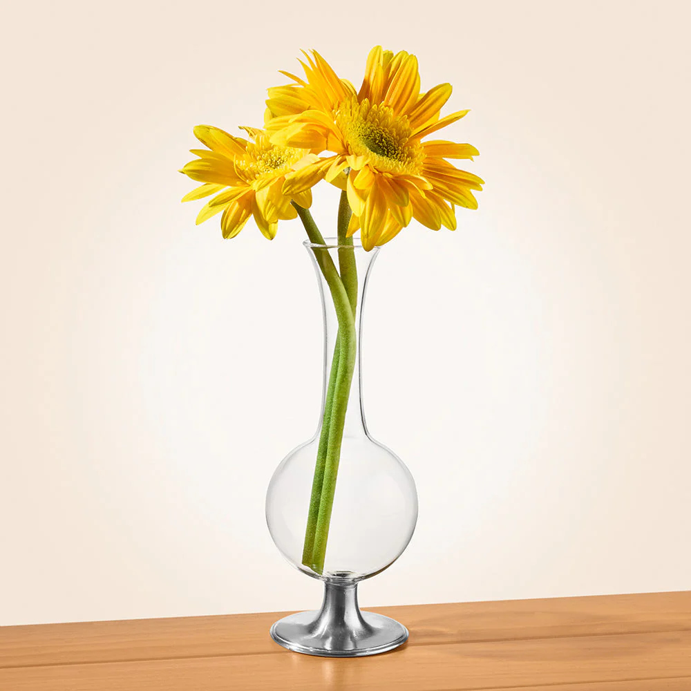 MATCH Pewter-Footed Crystal Bud Vase