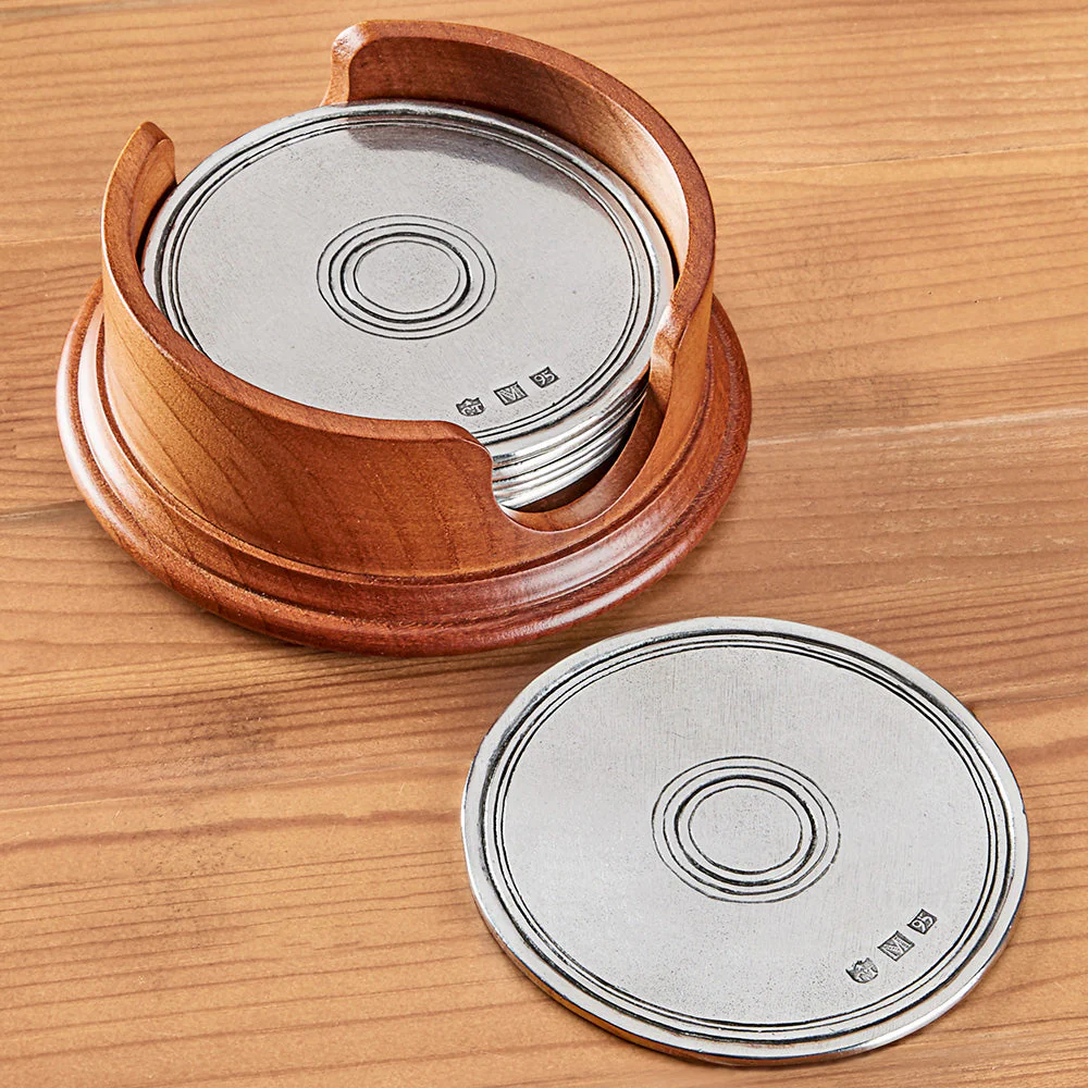 MATCH Round Coasters with Wood Base, Set of 6 - Image 2
