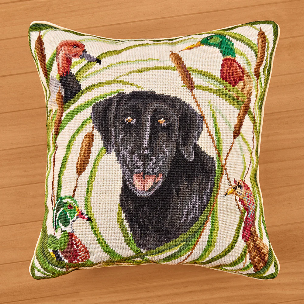 Michaelian Home 18" Needlepoint Pillow, Sporting Black Lab