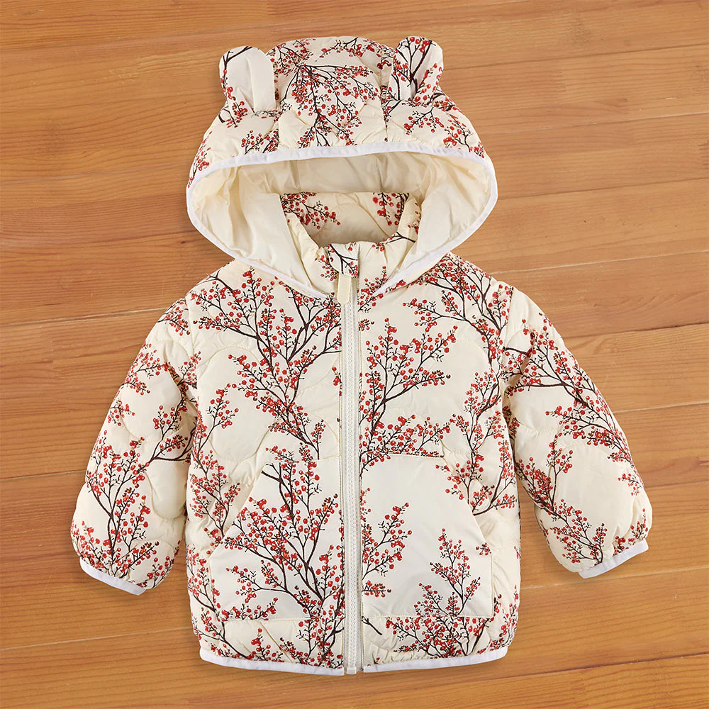 MILKBARN Toddler's Quilted Down Jacket with Hood, Winterberry