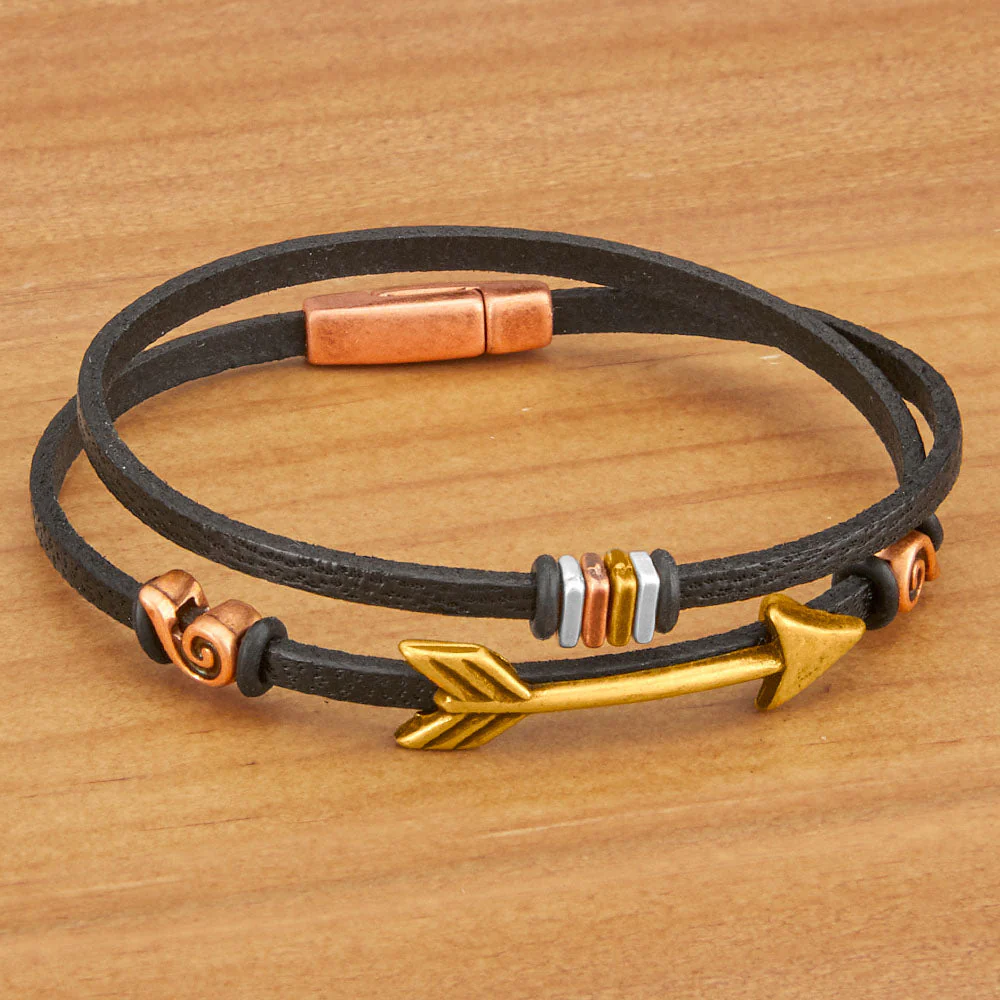 Montana Leather Double-Wrap Bracelet, Arrow