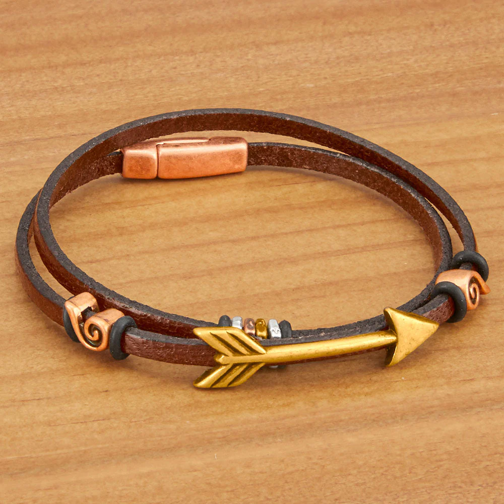 Montana Leather Double-Wrap Bracelet, Arrow - Image 2