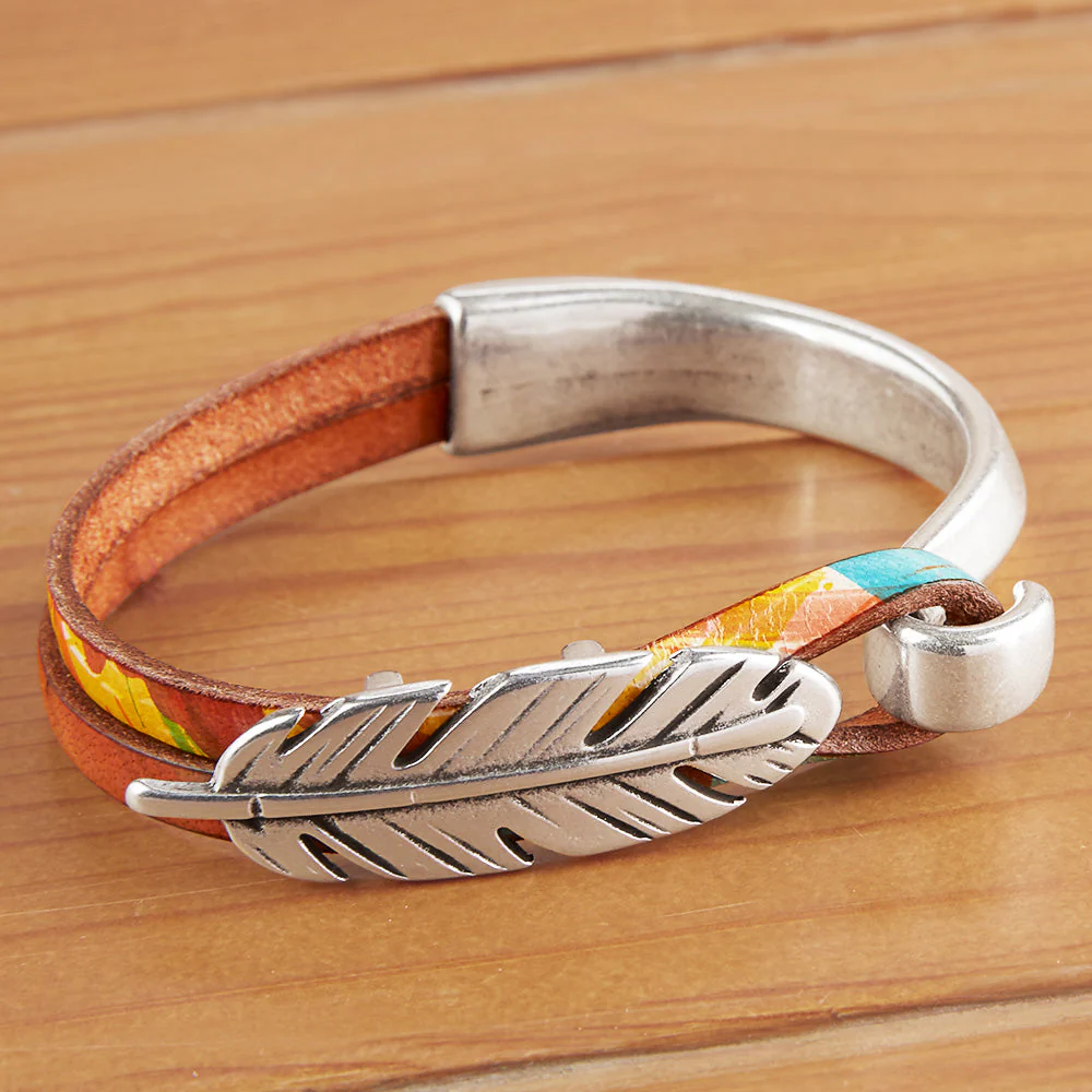 Montana Leather Half Cuff Bracelet, Feather - Image 3