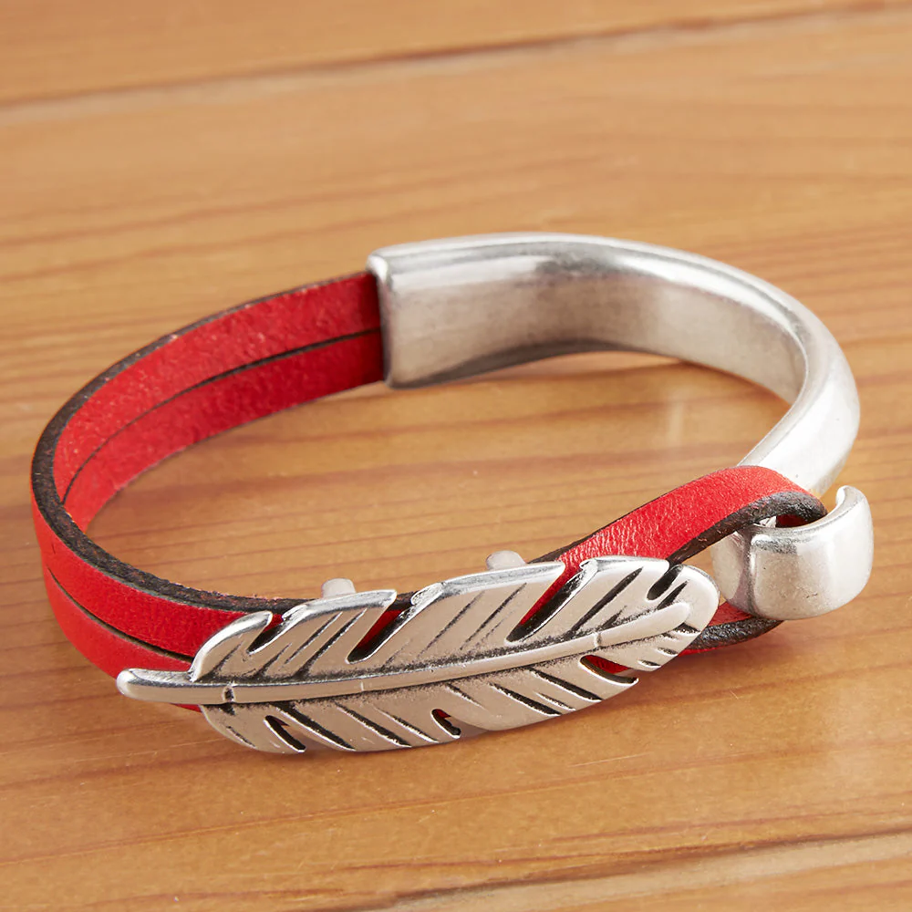 Montana Leather Half Cuff Bracelet, Feather - Image 4