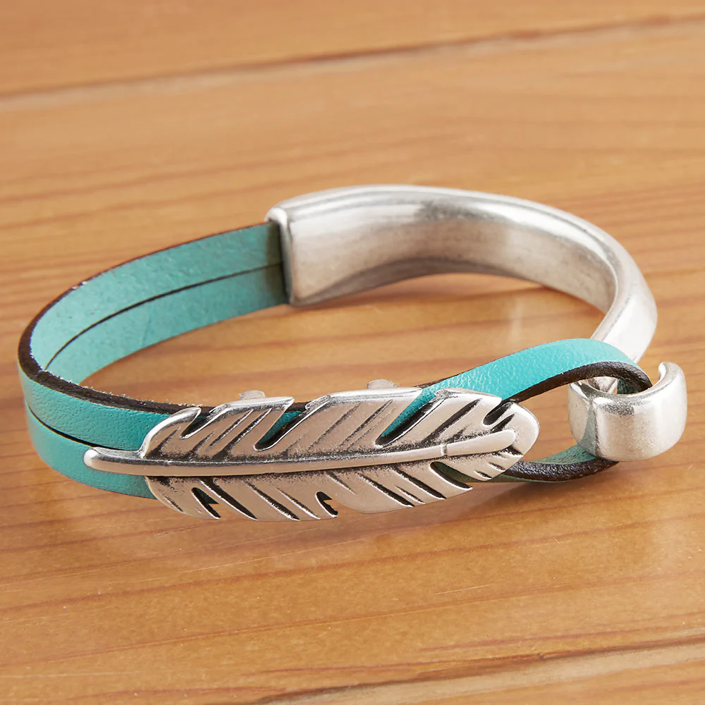 Montana Leather Half Cuff Bracelet, Feather - Image 5