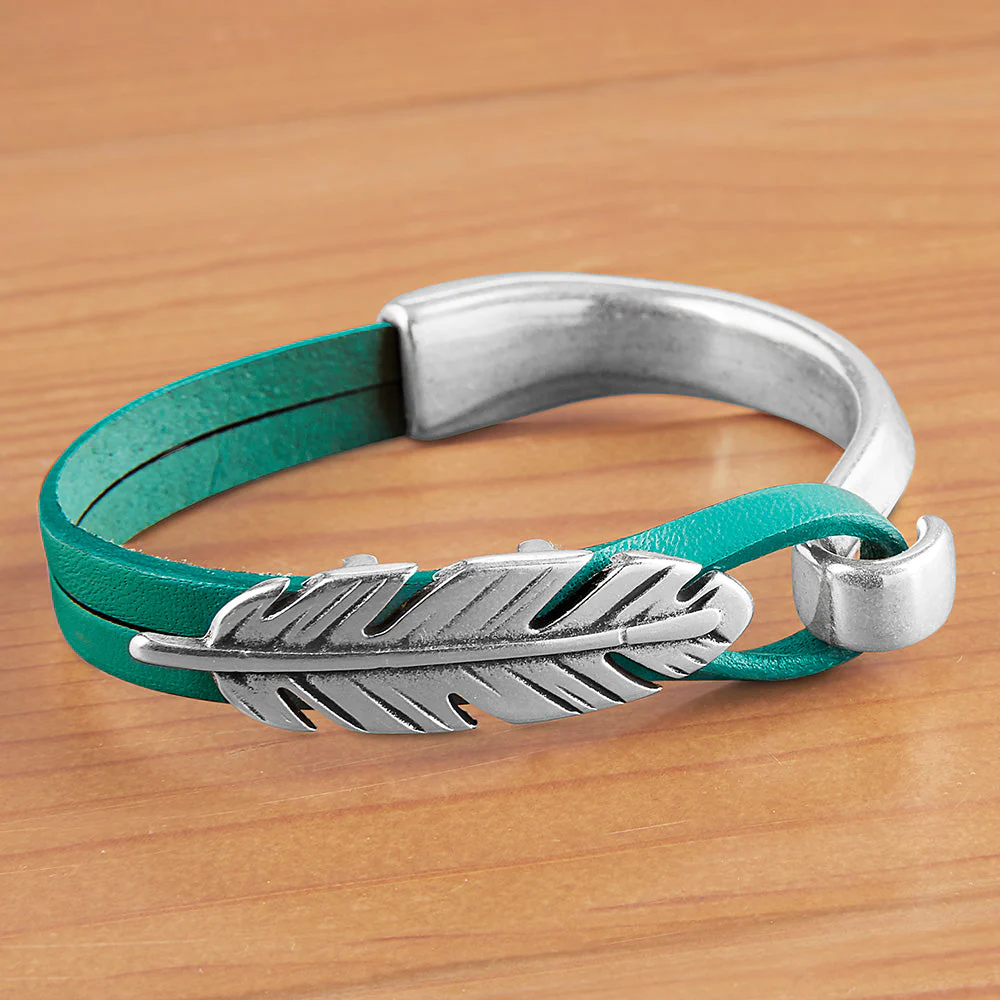 Montana Leather Half Cuff Bracelet, Feather - Image 6