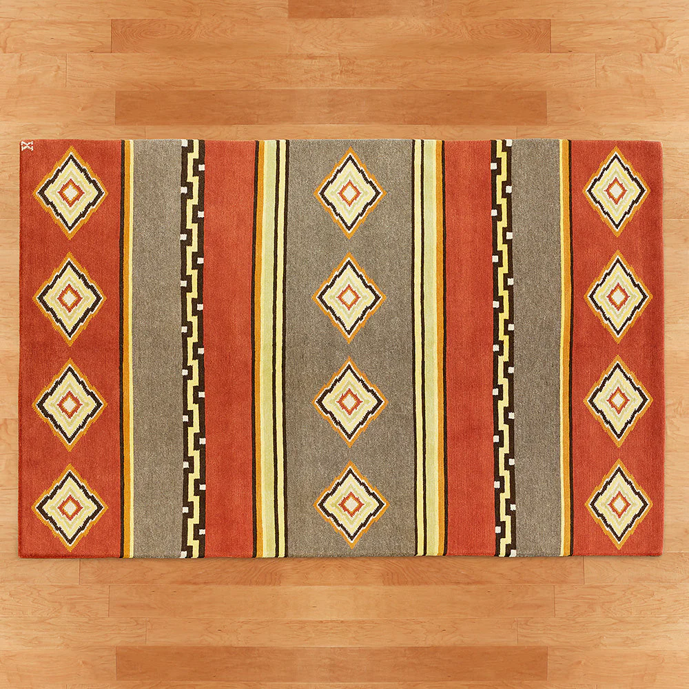 New Moon Tibetan Wool Rug, 6' x 8', Grey and Rust - Image 2