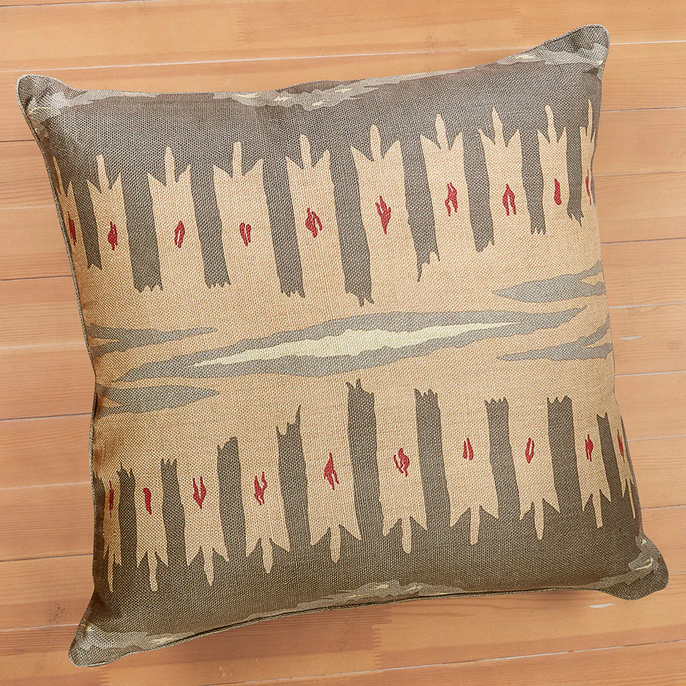New Moon Woven Linen Accent Pillow, Tan and Chocolate