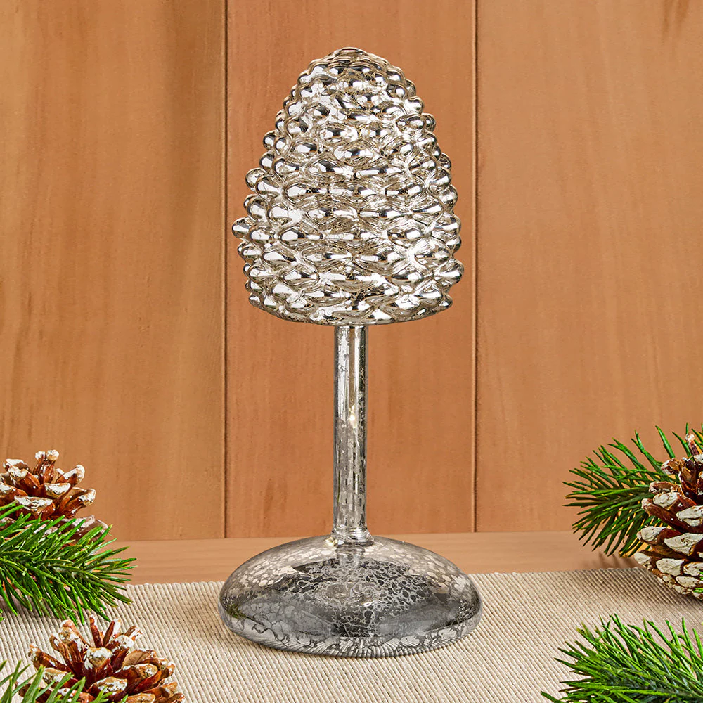 Northwoods Winter Mercury Glass Pinecone Finial Light - Image 3