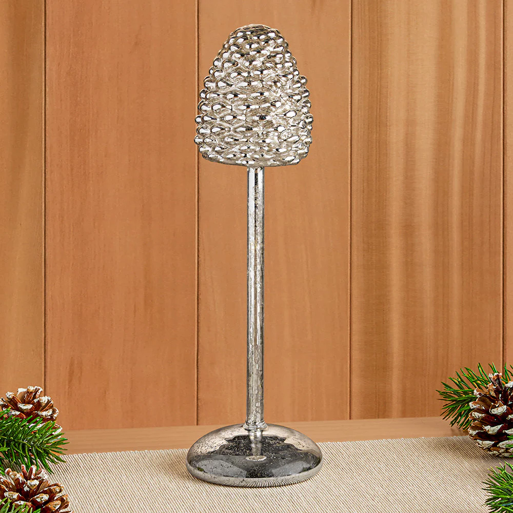 Northwoods Winter Mercury Glass Pinecone Finial Light - Image 4