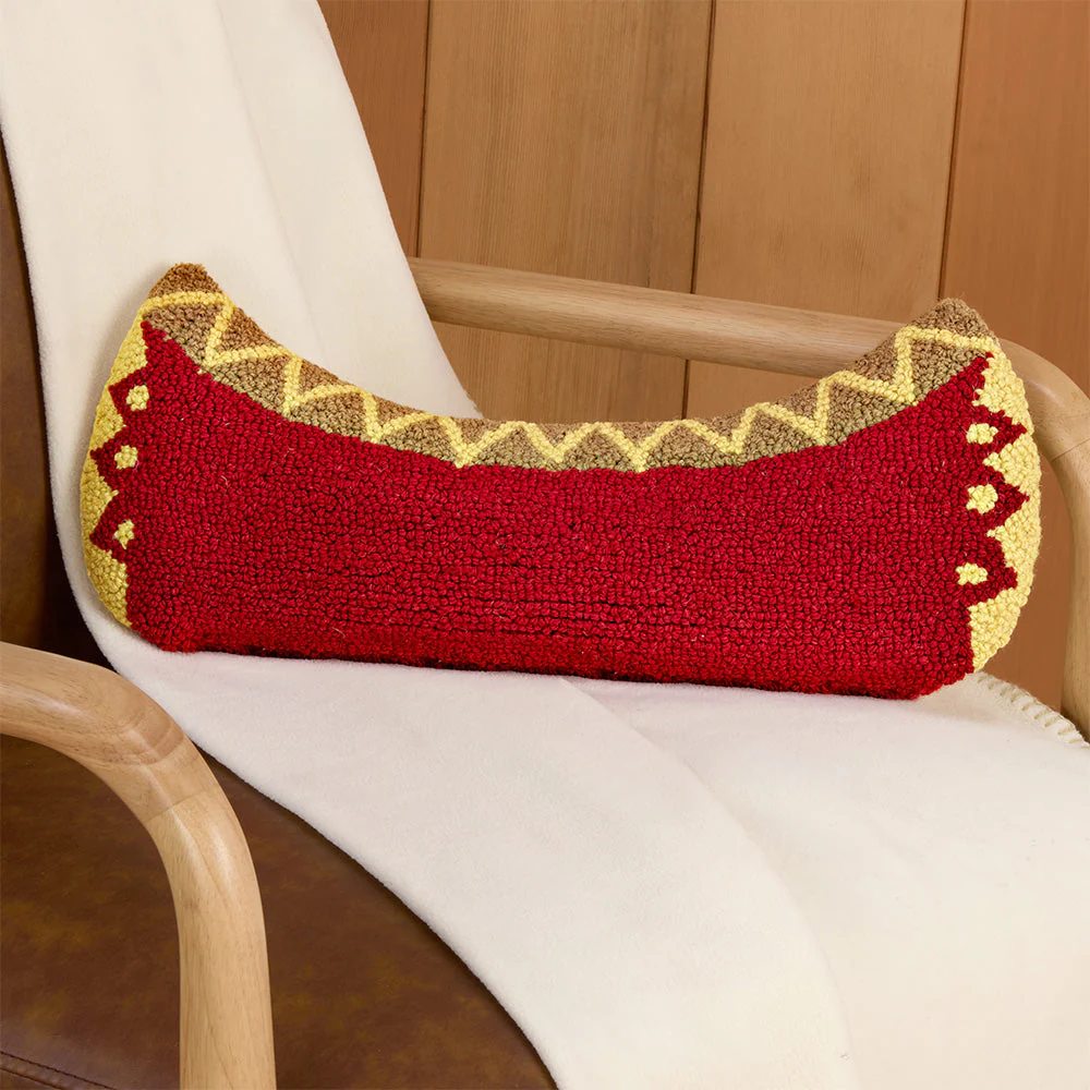 Peking Handicraft 20" X 8" Hooked Pillow, Canoe