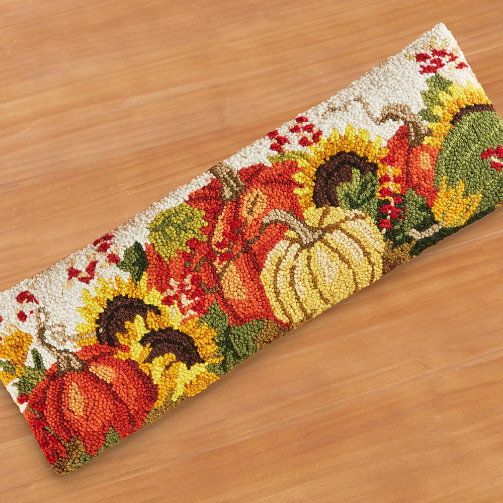 Peking Handicraft 24" x 8" Hooked Pillow, Pumpkins