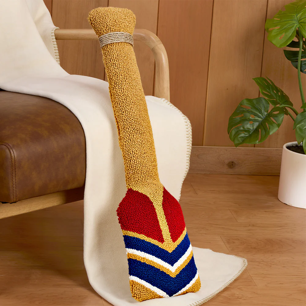 Peking Handicraft 8" x 30" Hooked Pillow, Canoe Paddle