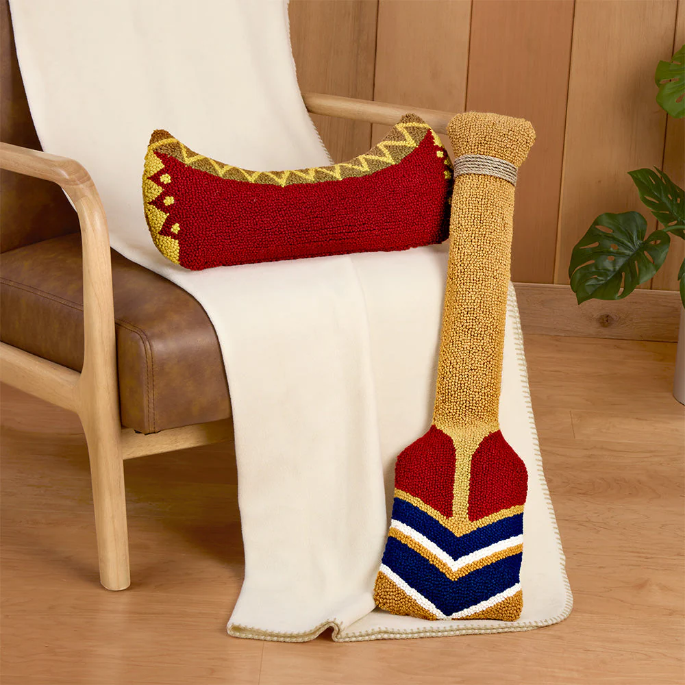 Peking Handicraft 8" x 30" Hooked Pillow, Canoe Paddle - Image 2