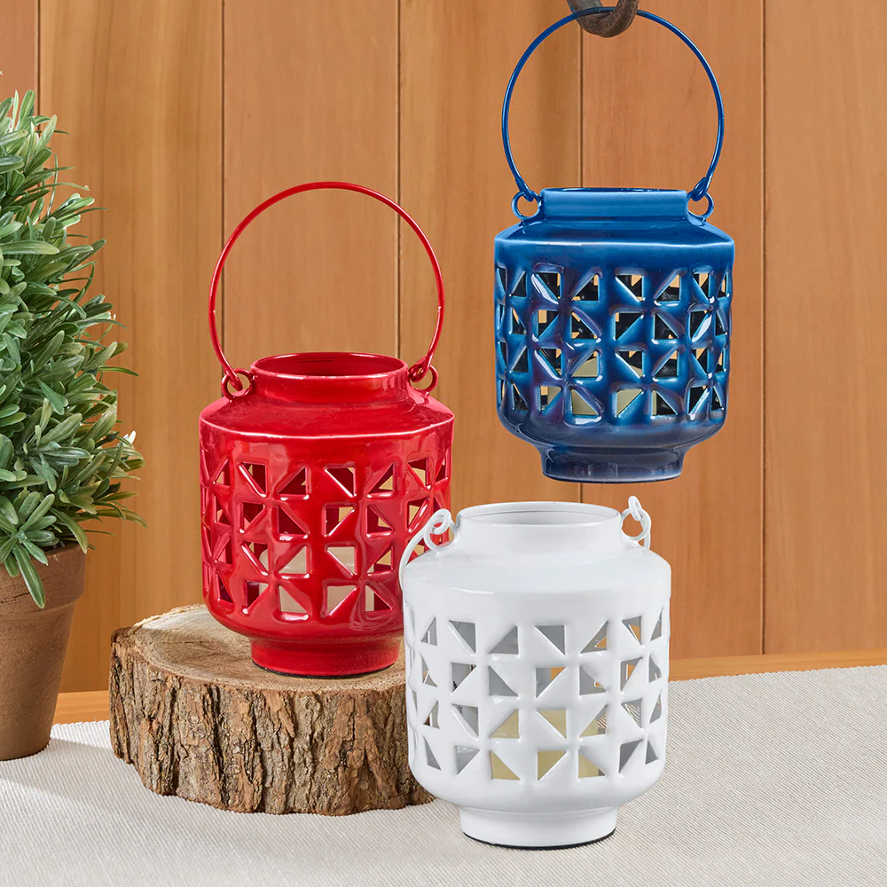 Pinwheel Enamel Garden Lantern - Image 4