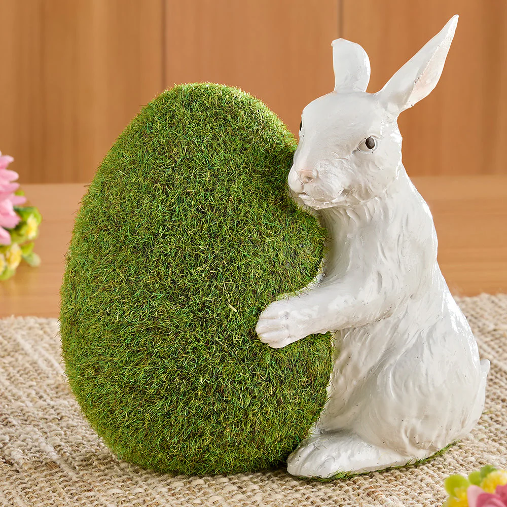 Rabbit with Mossy Egg Figurine - Image 2