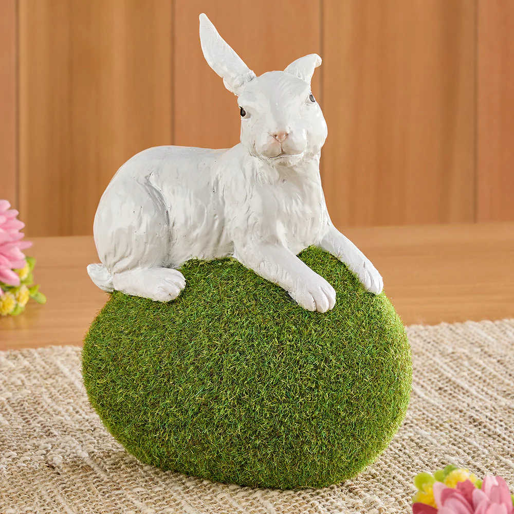 Rabbit with Mossy Egg Figurine - Image 3