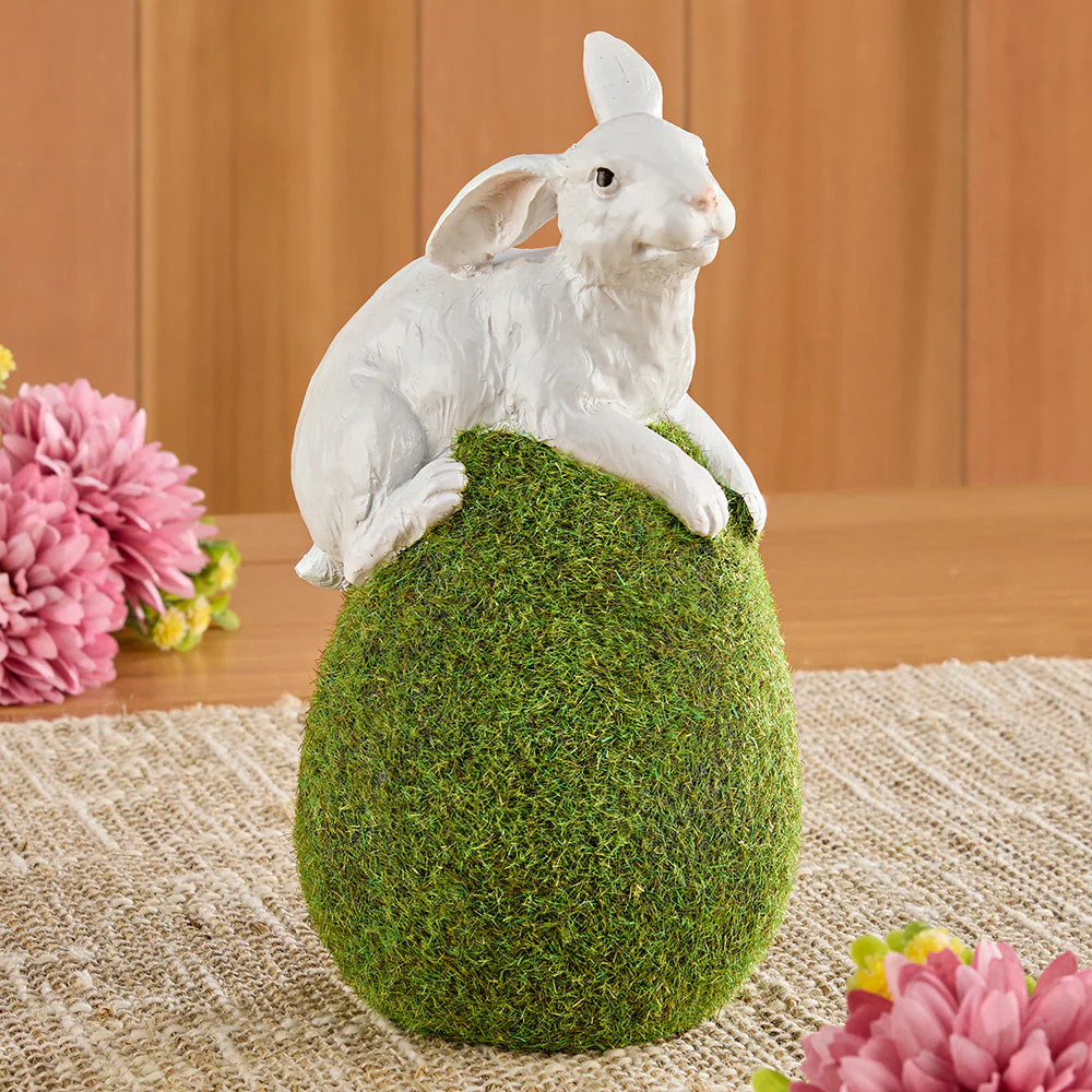 Rabbit with Mossy Egg Figurine - Image 4