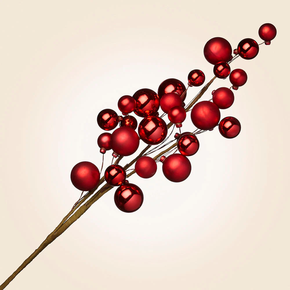 Red Christmas Ornament Floral Pick / Spray - Image 2
