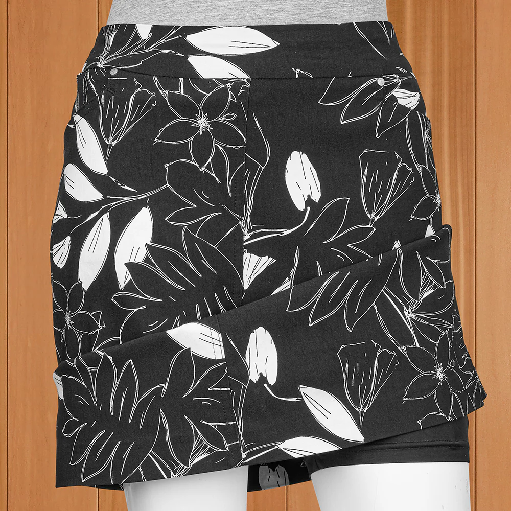 Renuar Pull-On Bengaline Skort, Flowers & Fronds - Image 2