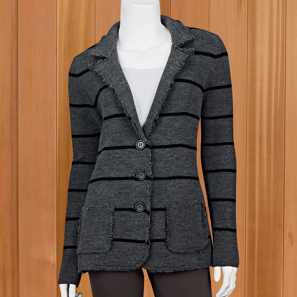 Renuar Striped Knit Blazer Jacket