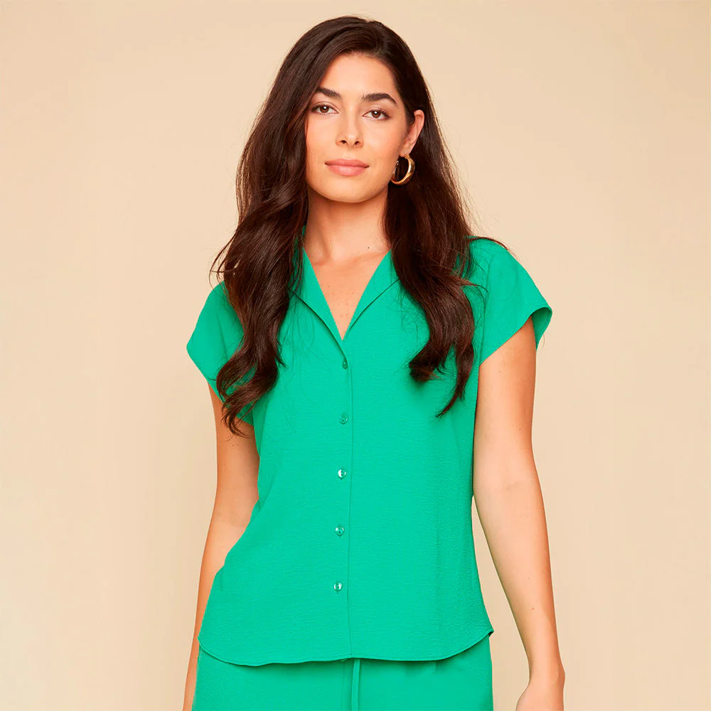 Renuar Women's Flowy Cap Sleeve Button-Down Blouse - Image 2