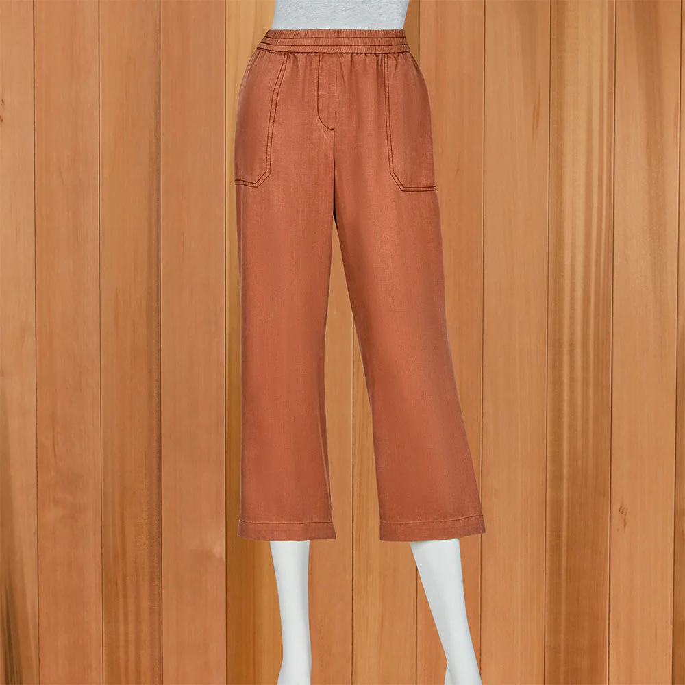 Renuar Women's Luxe Pull-On Wide Leg Gaucho Pants