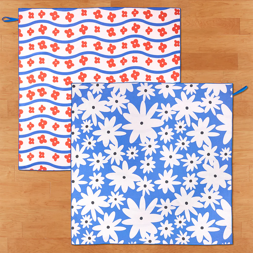 Reversible Microfiber Beach Blanket, Posh Wave - Image 2