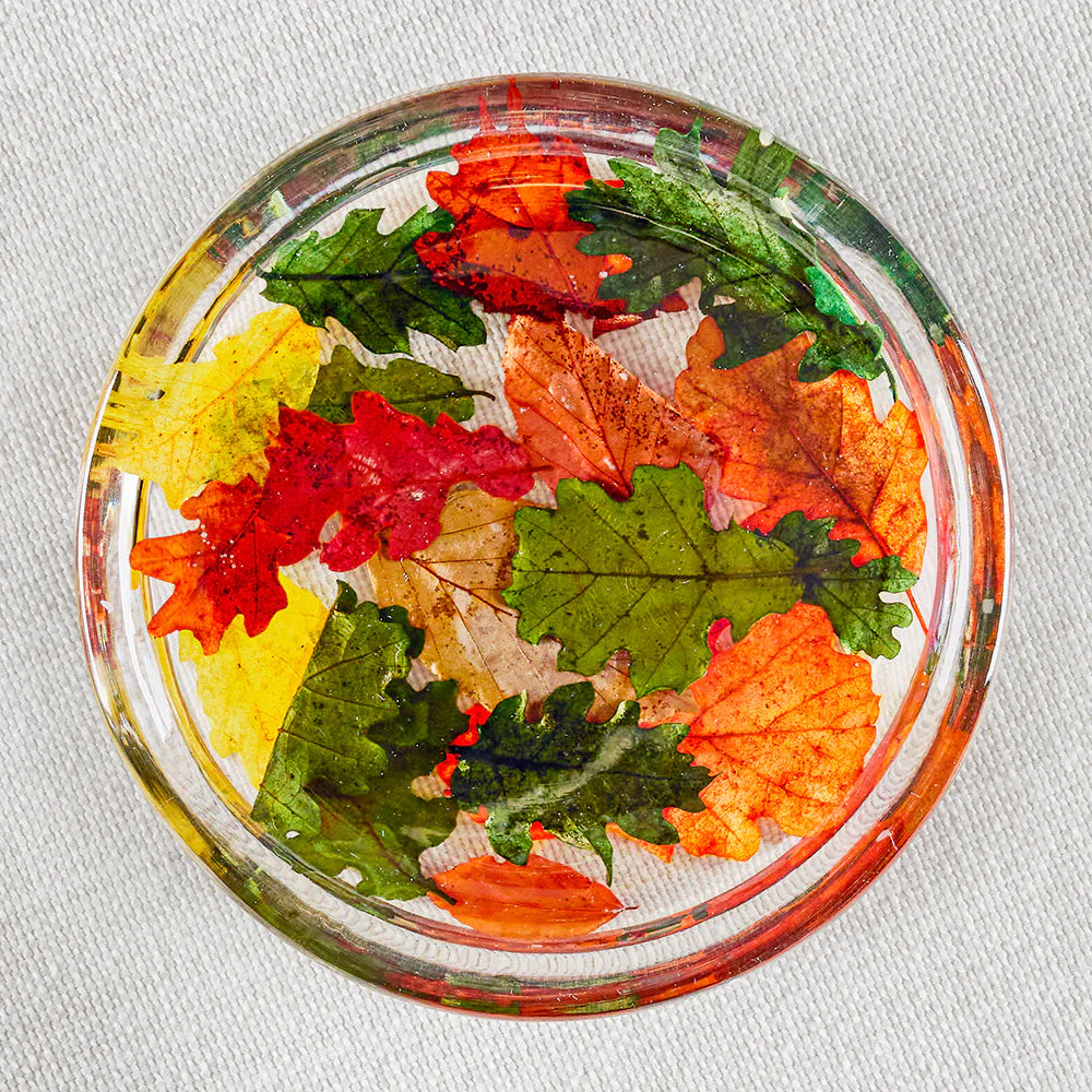 Riccardo Marzi Resin Bottle Coaster, Fall Leaves - Image 2