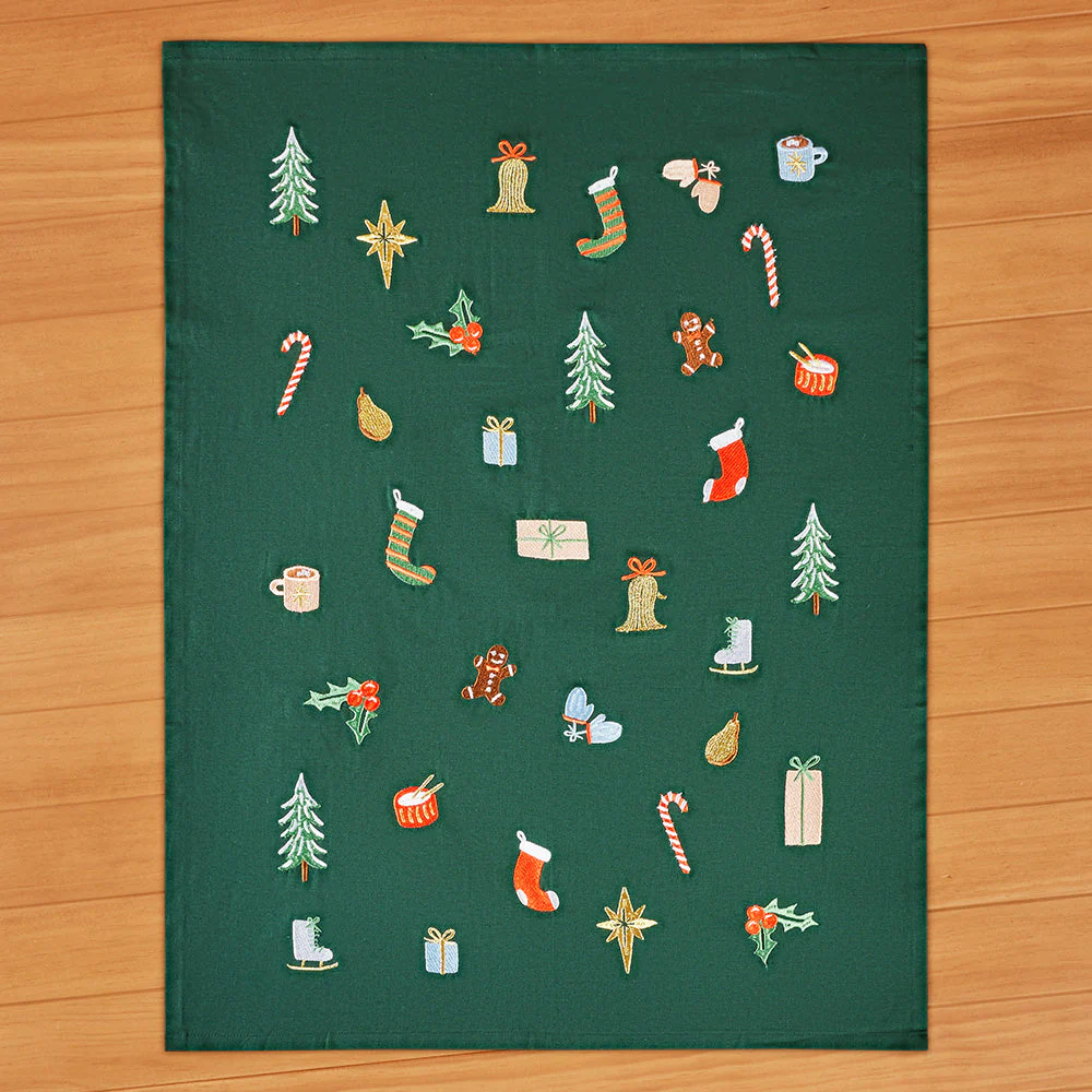 Rifle Paper Co. Embroidered Tea Towel, Signs of the Season - Image 2