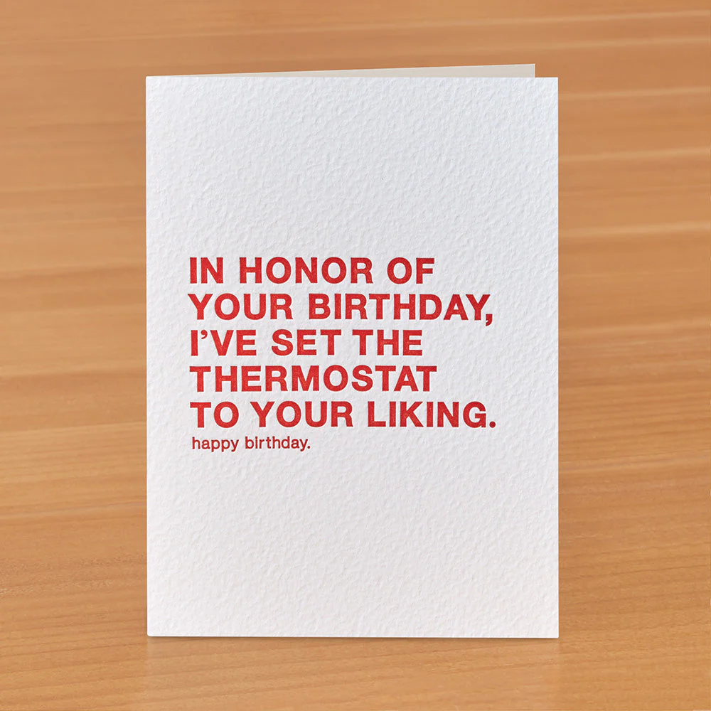 Sapling Press Birthday Card, Thermostat