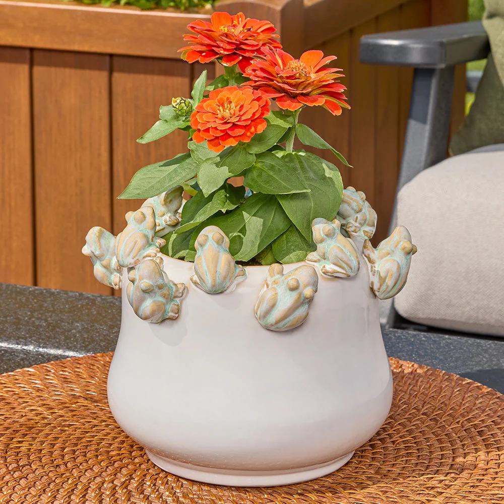 Secret Garden Stoneware Tiny Frogs Planter - Image 2