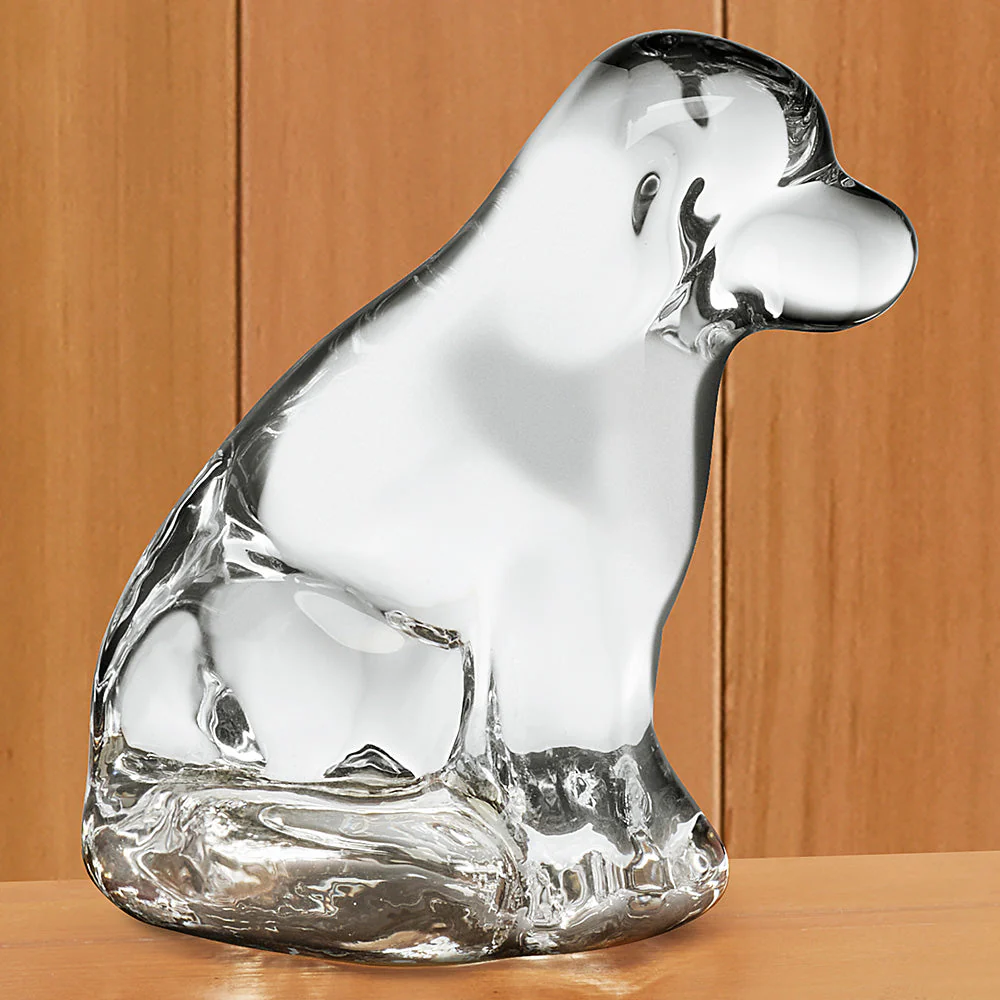 Simon Pearce Glass Figurine, Dog & Puppy - Image 3
