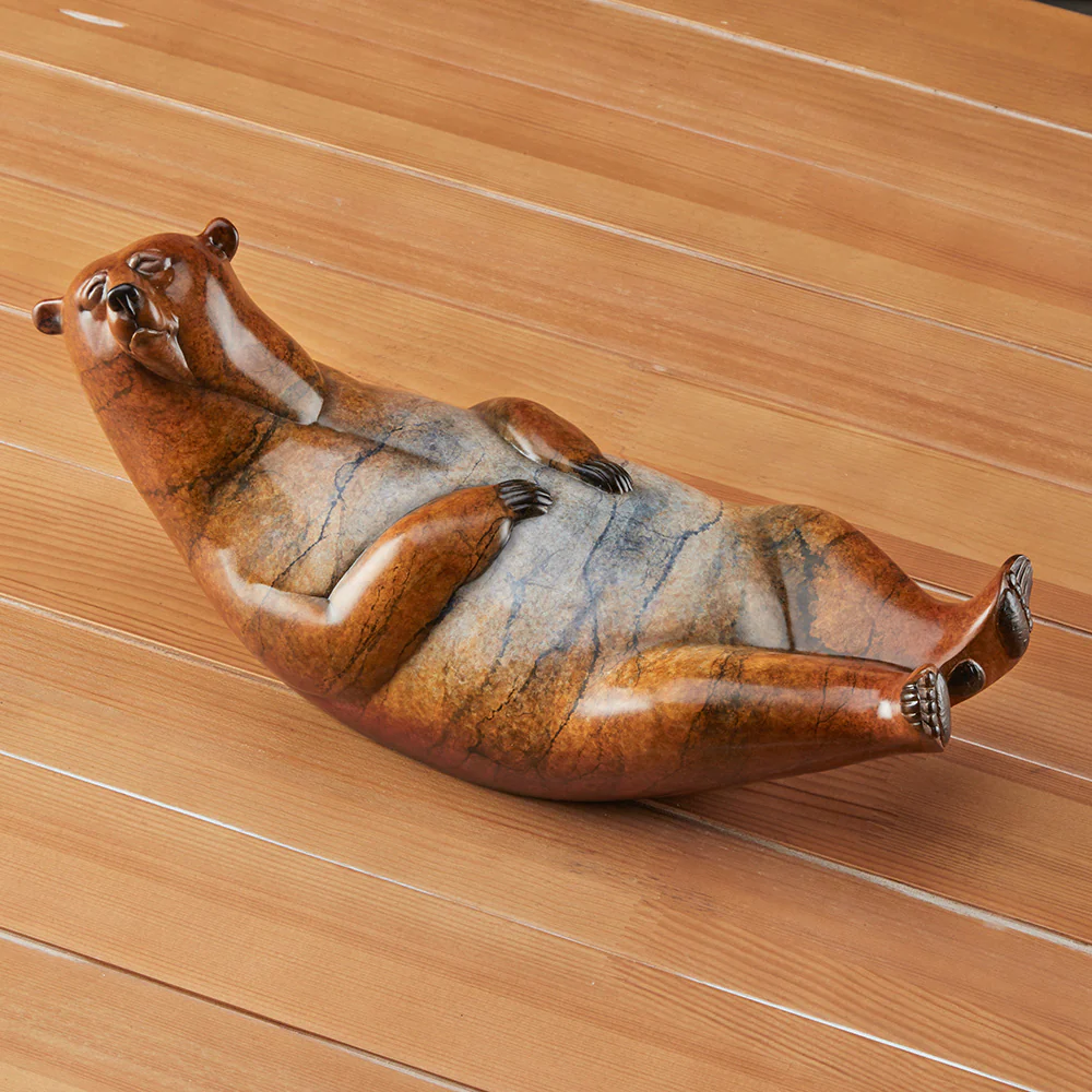 "Snow Angel" and "Beach Bum" Bronze Bear Sculptures by Joshua Tobey - Image 2