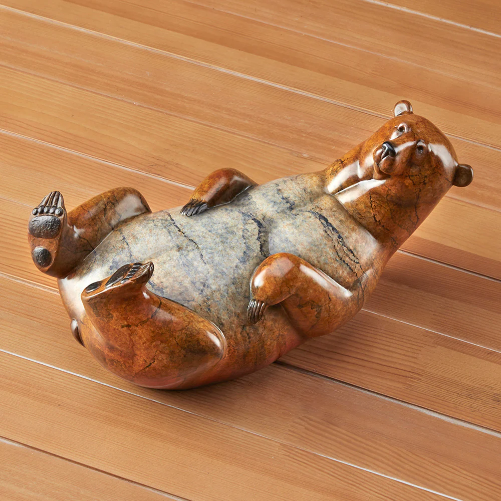 "Snow Angel" and "Beach Bum" Bronze Bear Sculptures by Joshua Tobey - Image 3