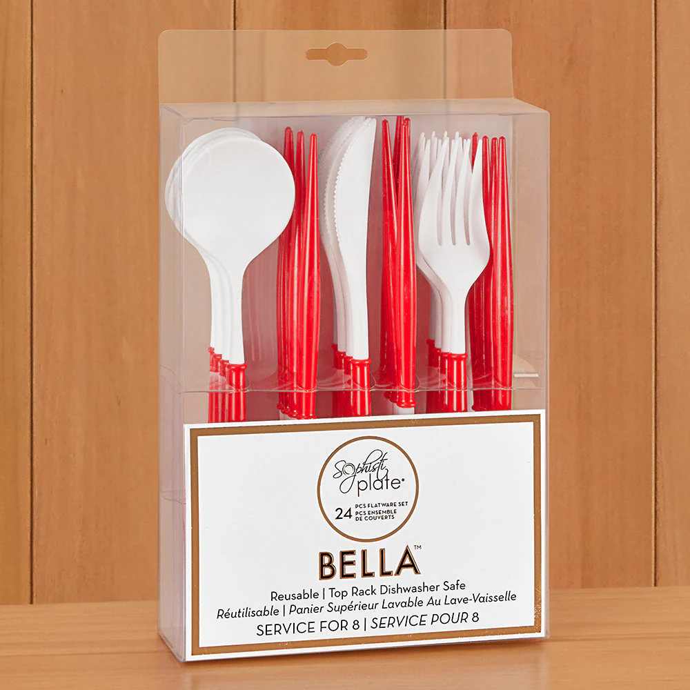 Sophistiplate Bella Plastic Cutlery, Red - Image 2