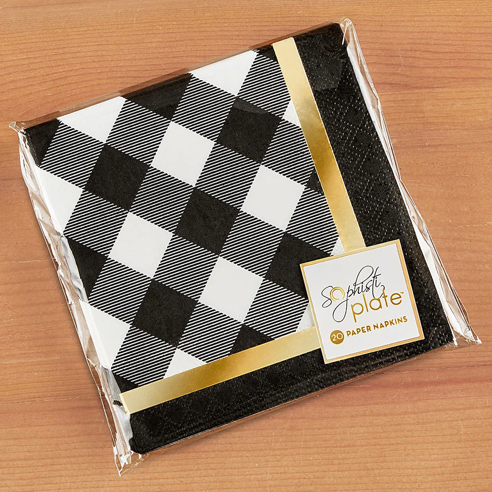 Sophistiplate Paper Napkins & Guest Towels, Black Buffalo Check - Image 2