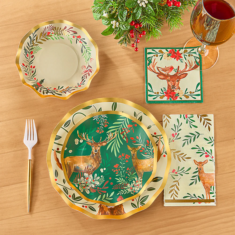 Sophistiplate Paper Plates and Napkins, Christmas Forest