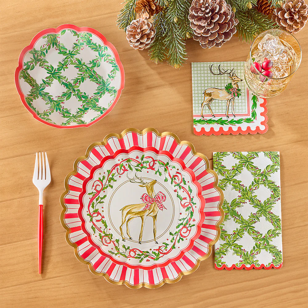 Sophistiplate Paper Plates and Napkins, Christmas Holly Berry