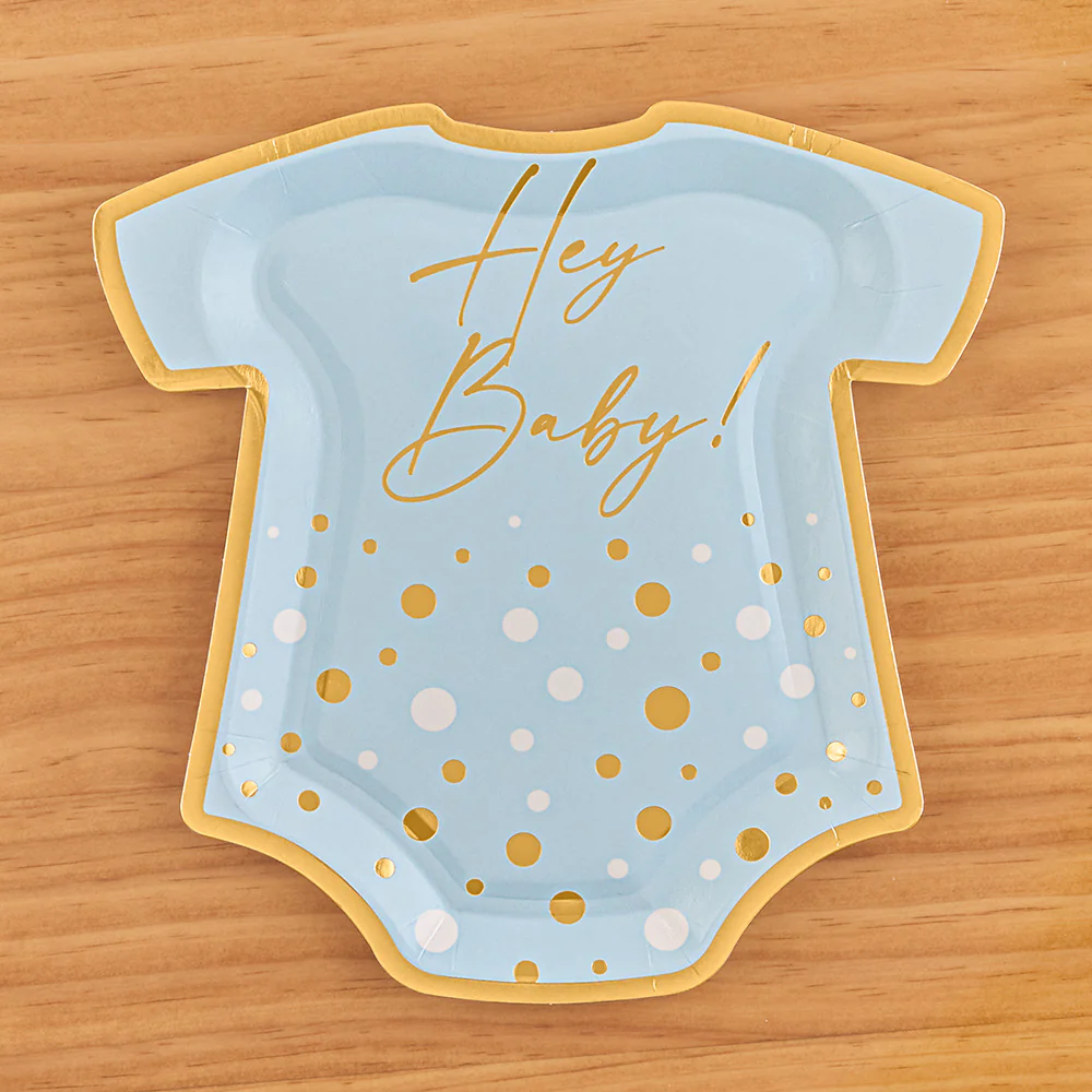 Sophistiplate Paper Plates and Napkins, "Hey Baby!" Blue - Image 2