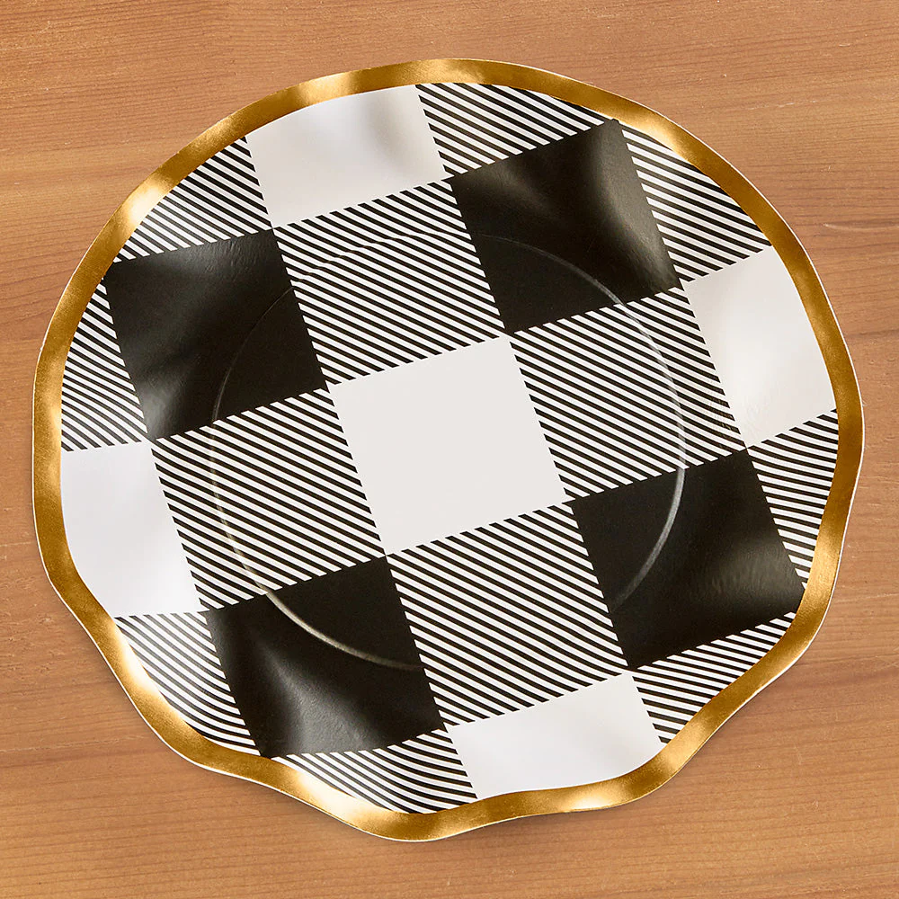 Sophistiplate Paper Plates, Black Buffalo Check