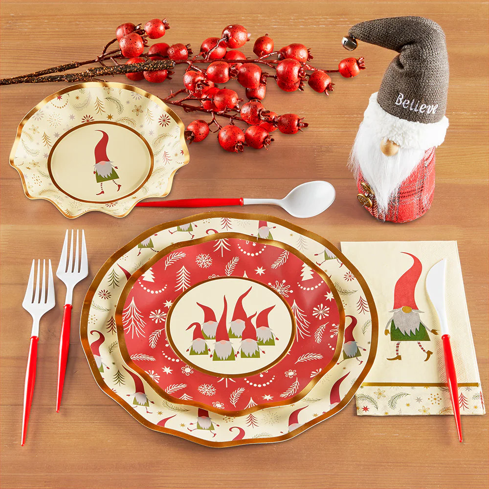 Sophistiplate Wavy Paper Plates & Bowls, Jolly Gnomes - Image 4