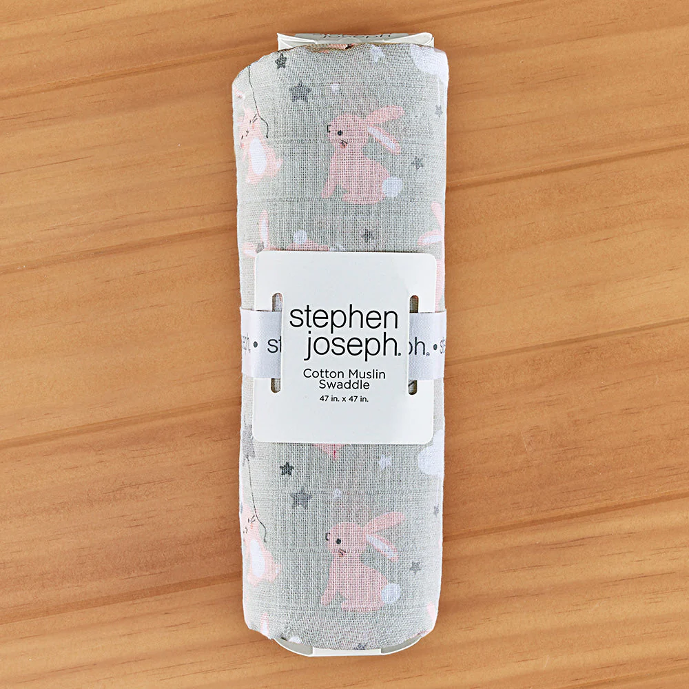 Stephen Joseph Muslin Swaddle Blanket, Bunny