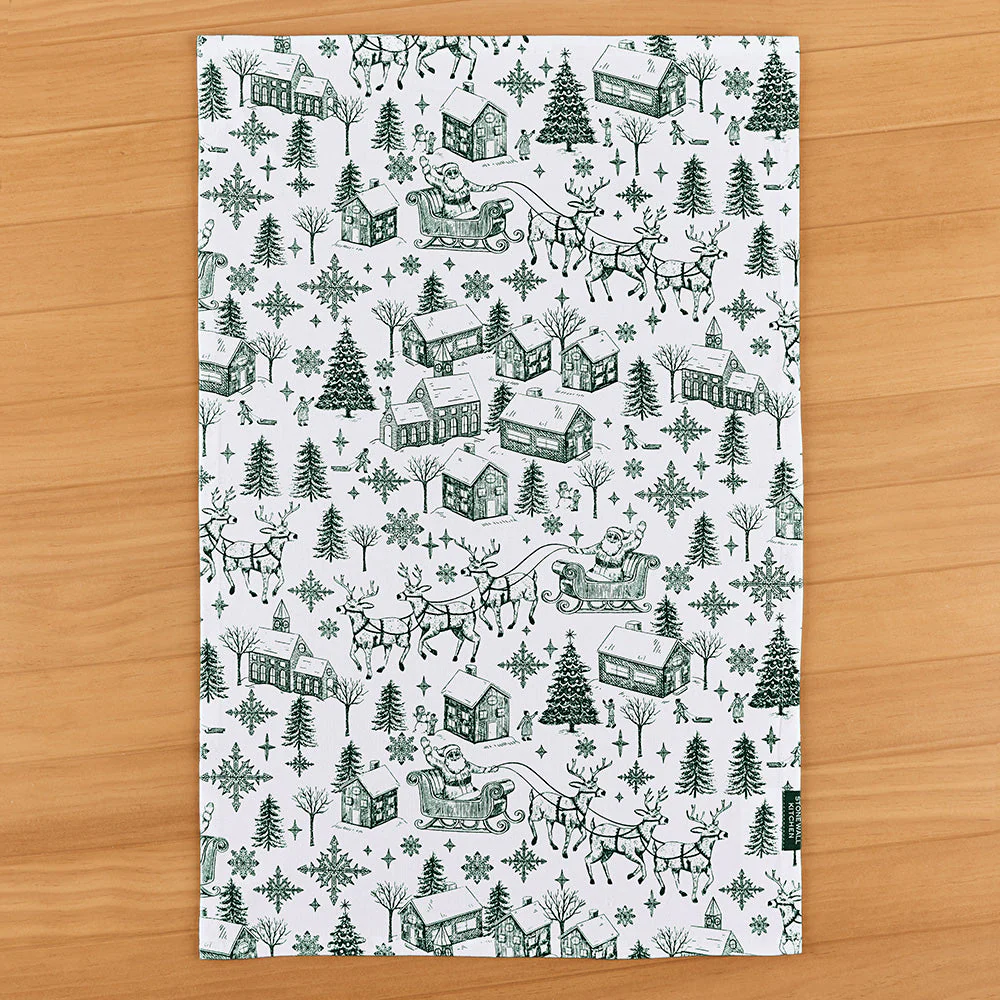 Stonewall Kitchen Tea Towel, Christmas Toile - Image 2