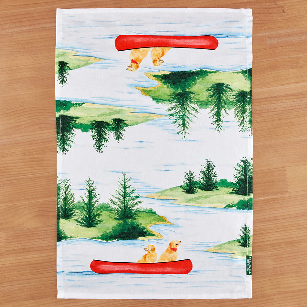 Stonewall Kitchen Tea Towel, Dogs in Canoe - Image 2
