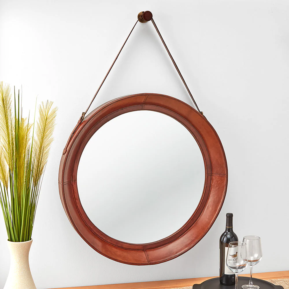Strap-Hung Leather Mirrors