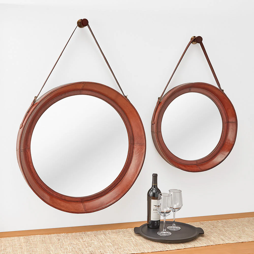 Strap-Hung Leather Mirrors - Image 2